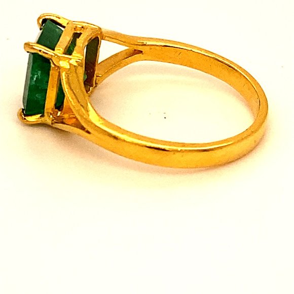 Emerald 3.41ct Solid 22K Yellow Gold Ring - Picture 8 of 9